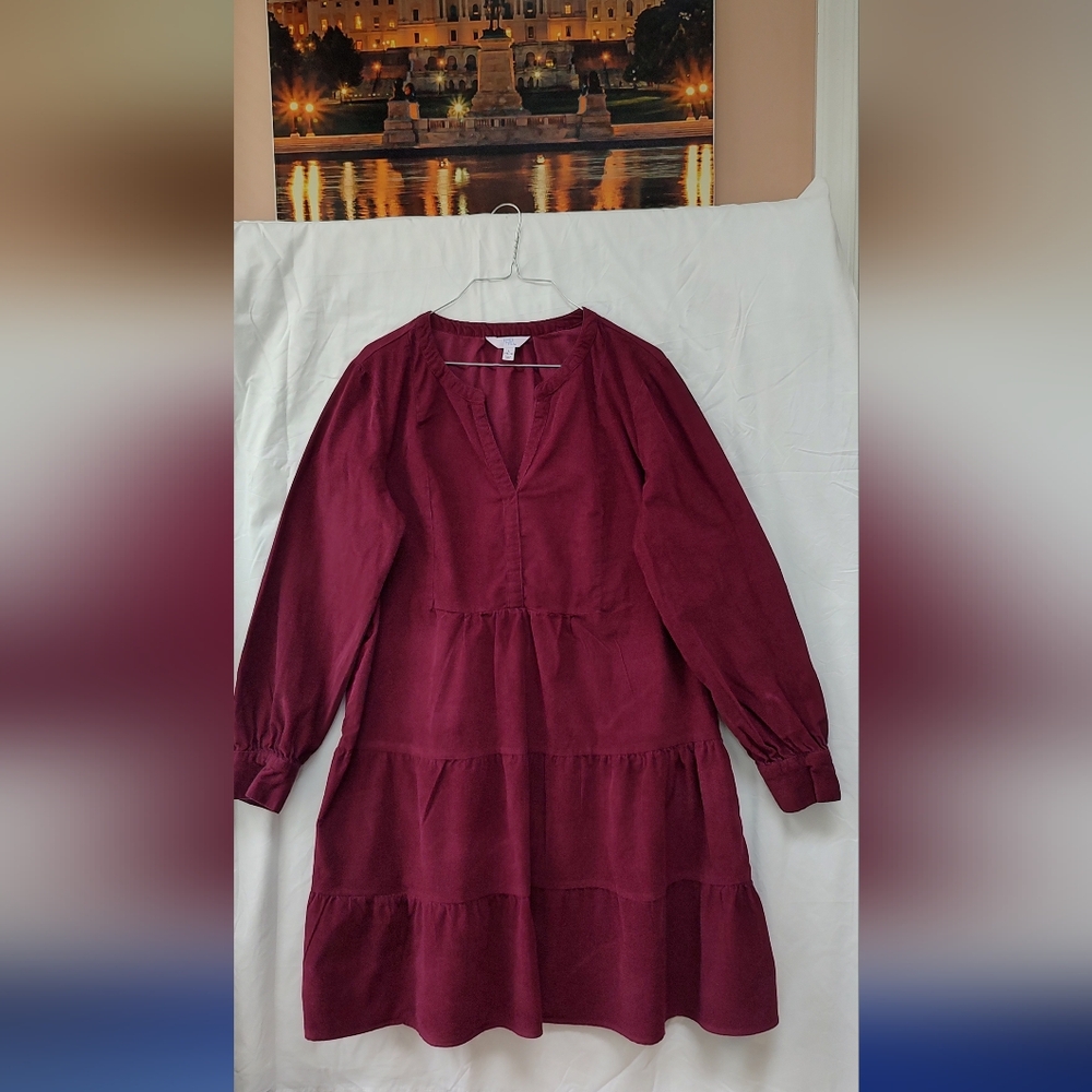 AND Deep Burgundy Long Sleeve Dress